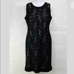 R&M Richards Lace Cocktail Dress Black & Tan Sz 12